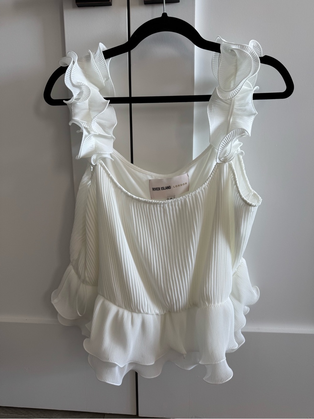 River Island White Ruffle Strap Pleated Camisole